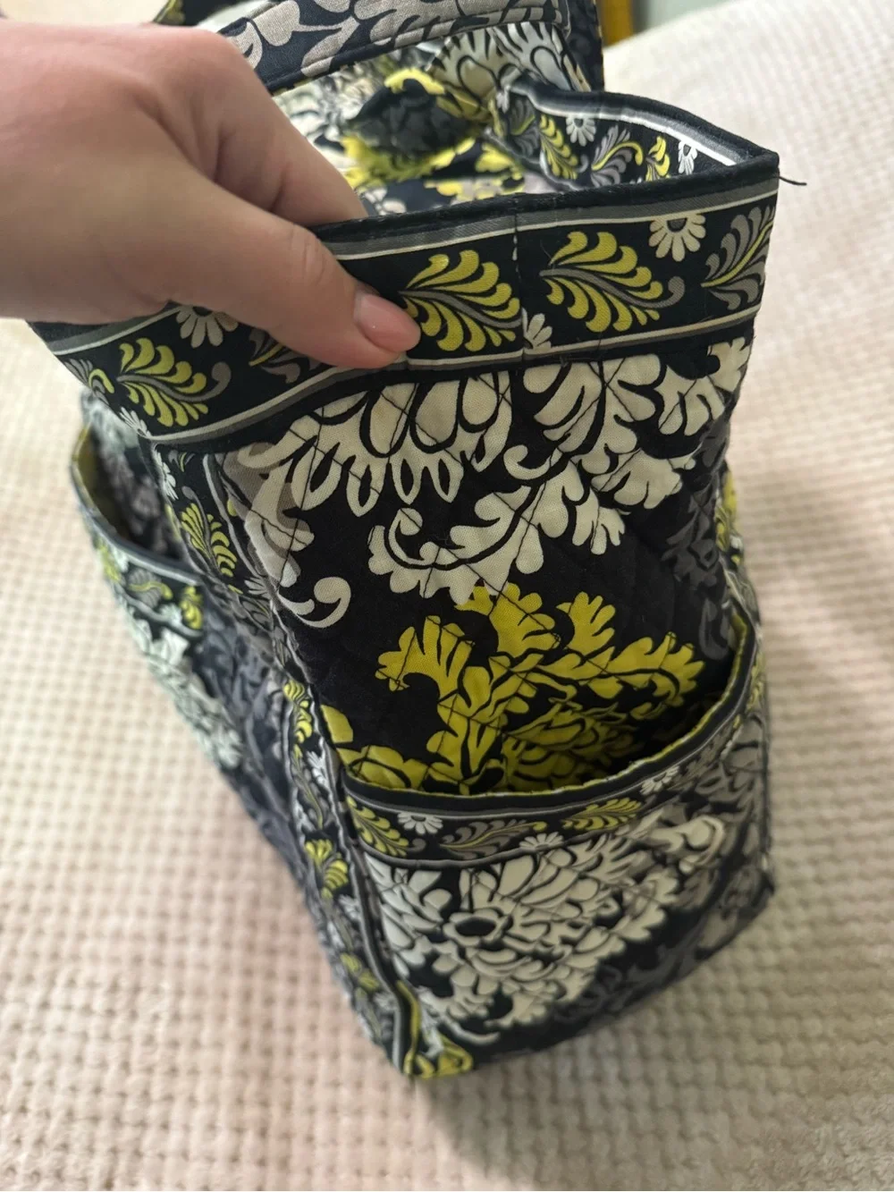 Vera Bradley Quilted Floral Tote and Duffel in Black, Gray & Yellow